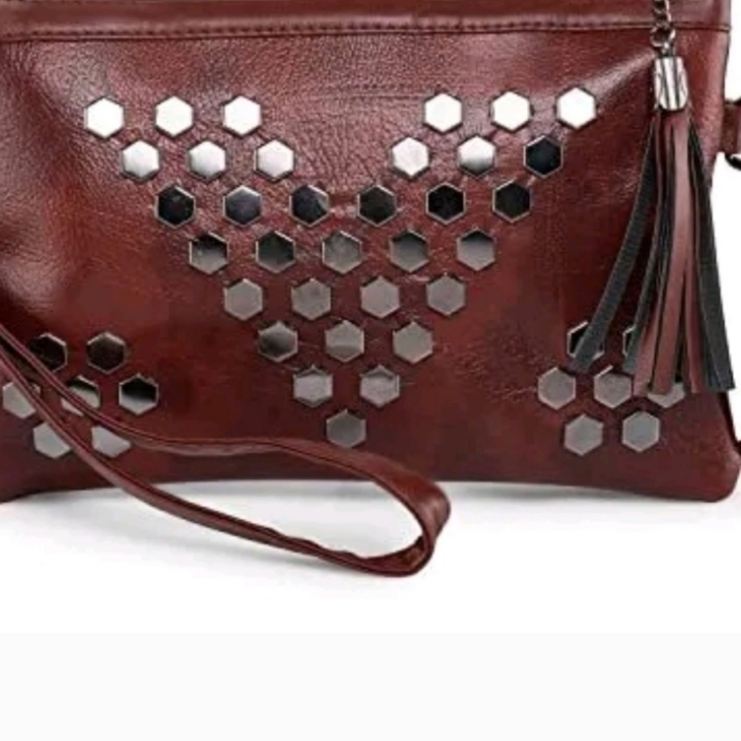 Elegant Brown Hexagon Clutch